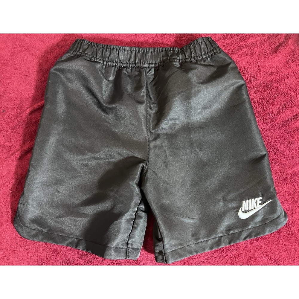 Nike Kids Boys Girls Woven Active Shorts Black Shiny Satin Look Pockets Sz 6/7